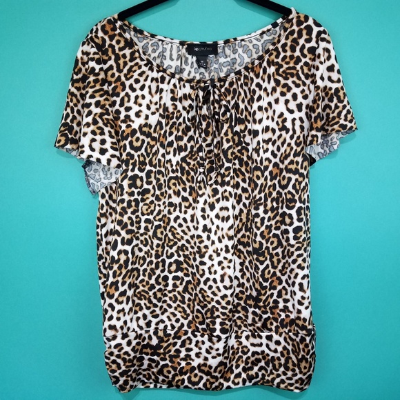 AB Studio Tops - AB Studio Classic Leopard Print Short Sleeve Top
